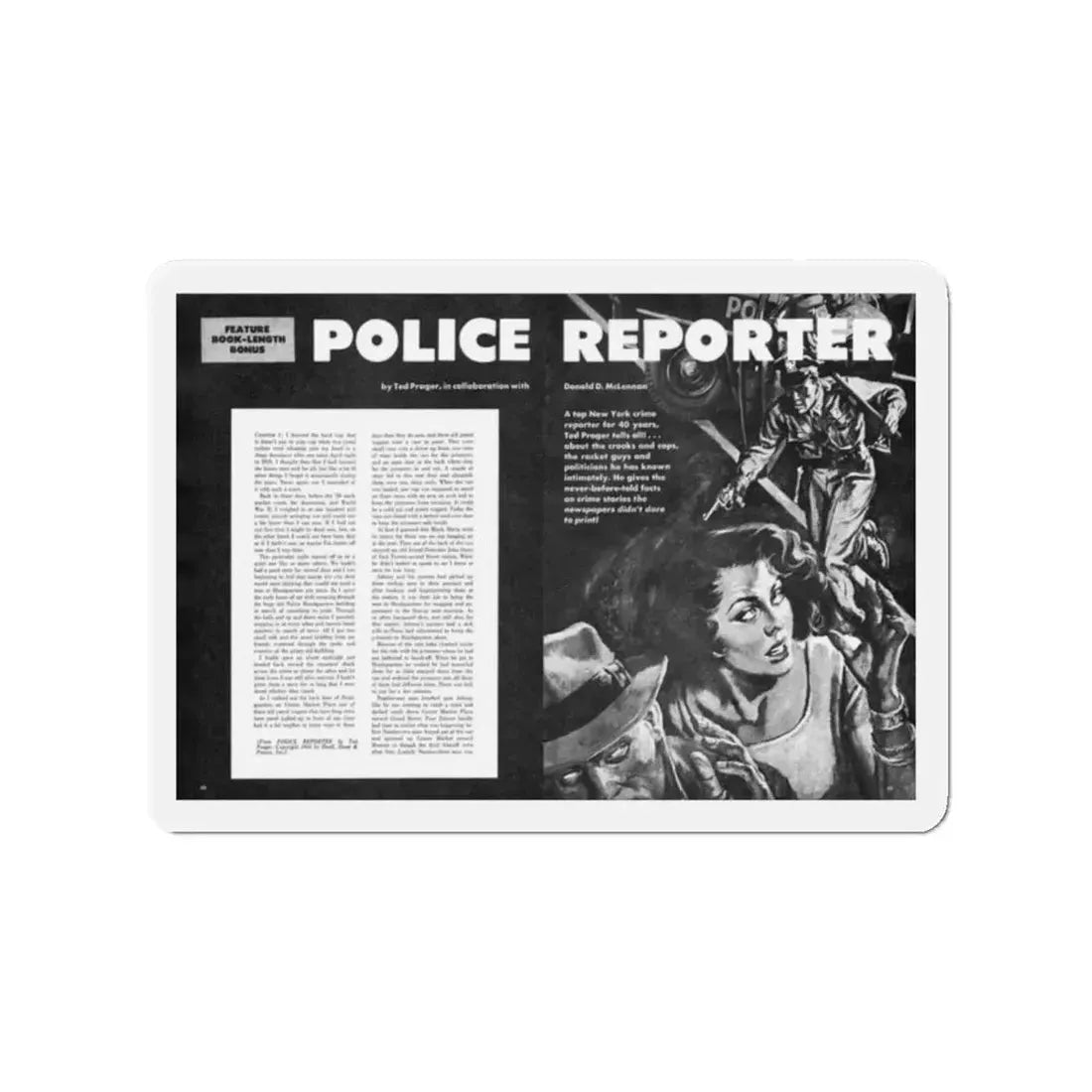 Police Reporter, Expose Detective, January 1959 (Magazine Illustration) Refrigerator Magnet - The Sticker Space