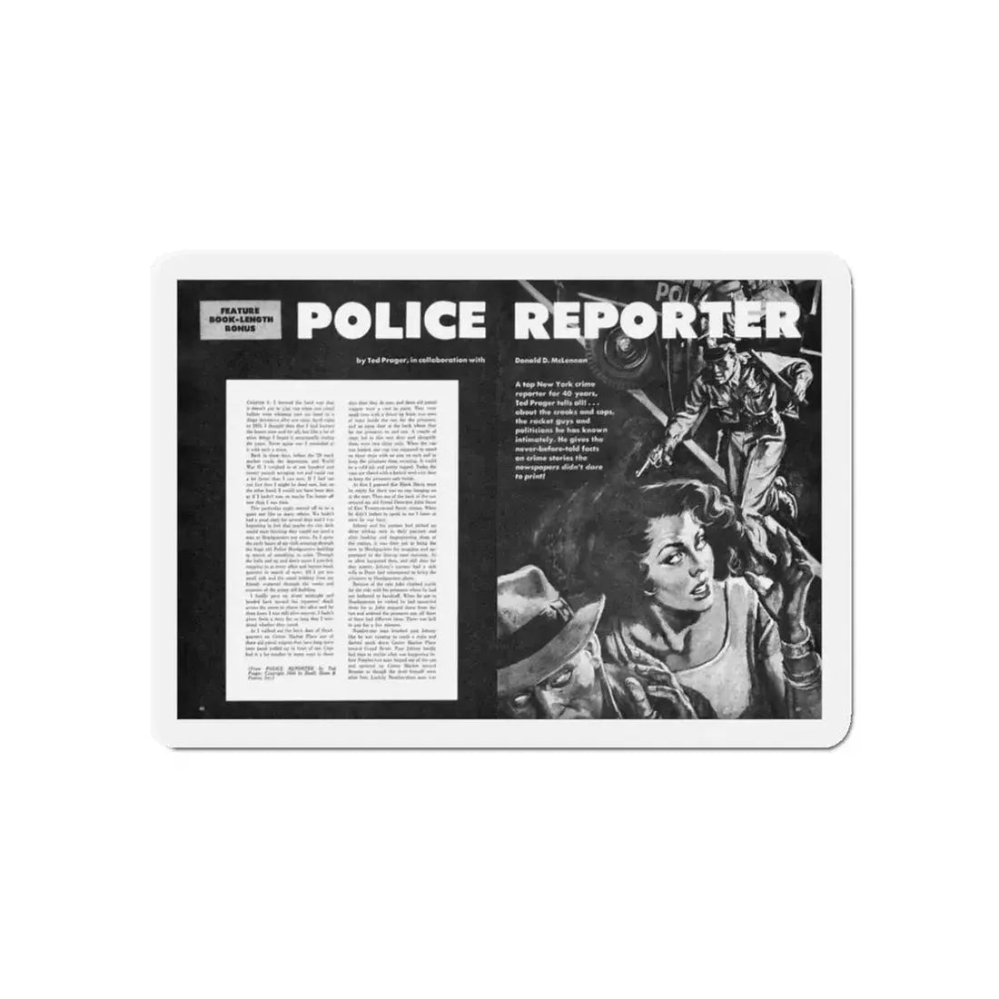 Police Reporter, Expose Detective, January 1959 (Magazine Illustration) Refrigerator Magnet - The Sticker Space