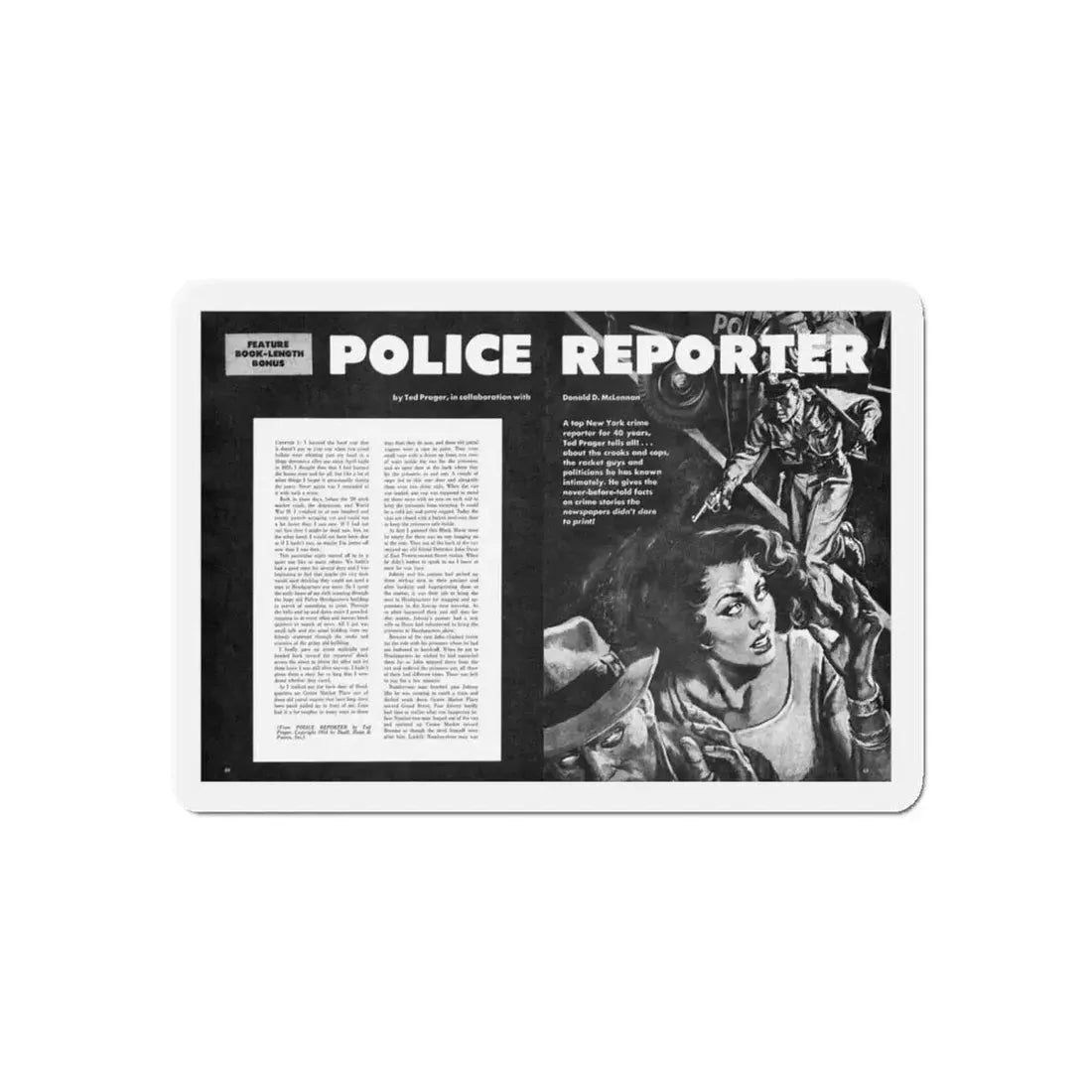 Police Reporter, Expose Detective, January 1959 (Magazine Illustration) Refrigerator Magnet - The Sticker Space