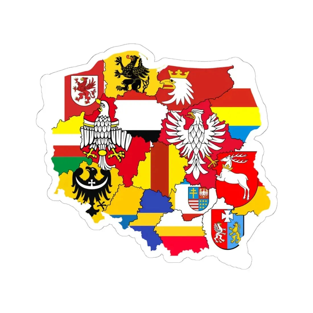 Polish Voivodeships flagmap (Poland) STICKER Vinyl Kiss-Cut Decal 6 Inch White - The Sticker Space