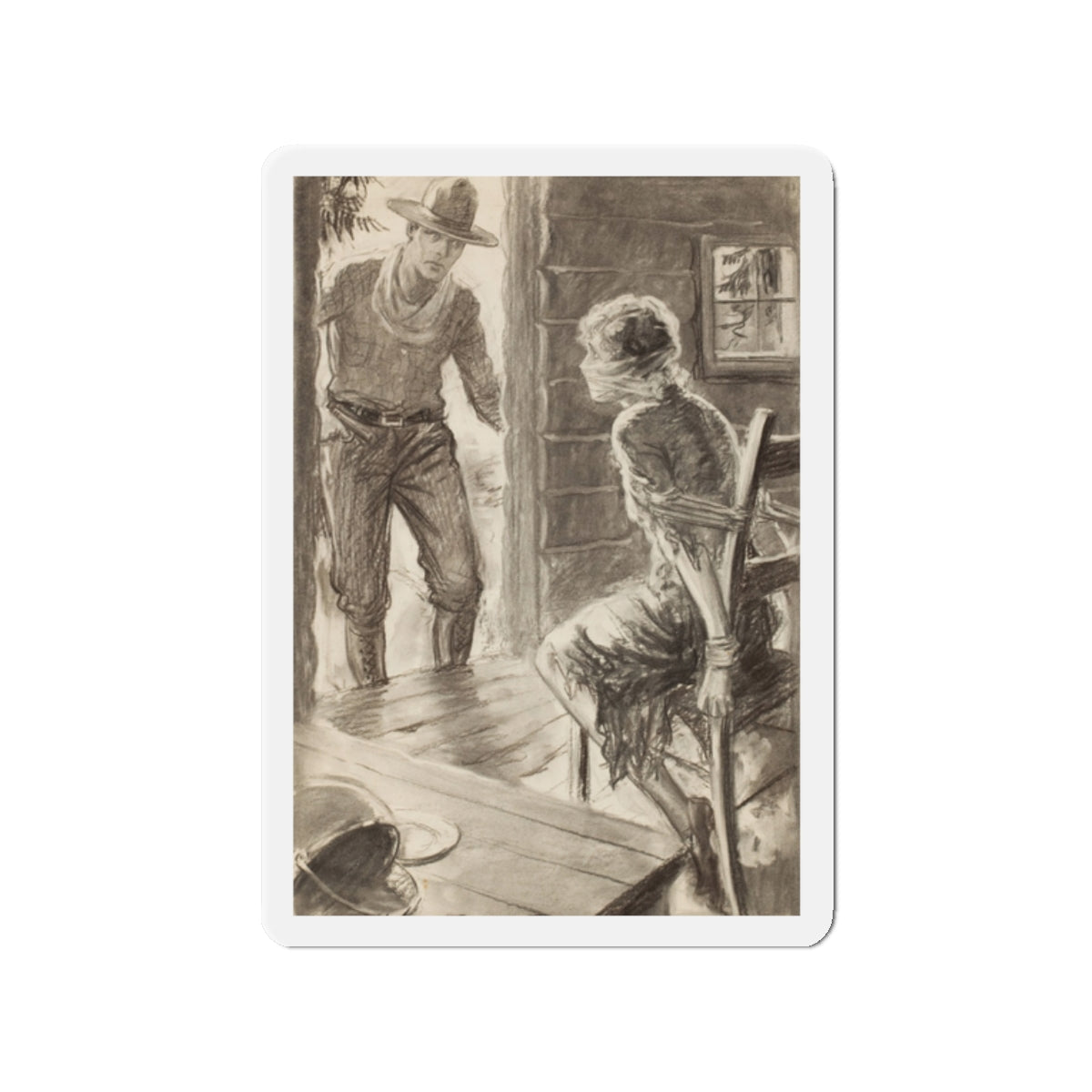 Pollyanna's Western Adventure, story illustration (Magazine Illustration) Refrigerator Magnet-2" x 2"-The Sticker Space