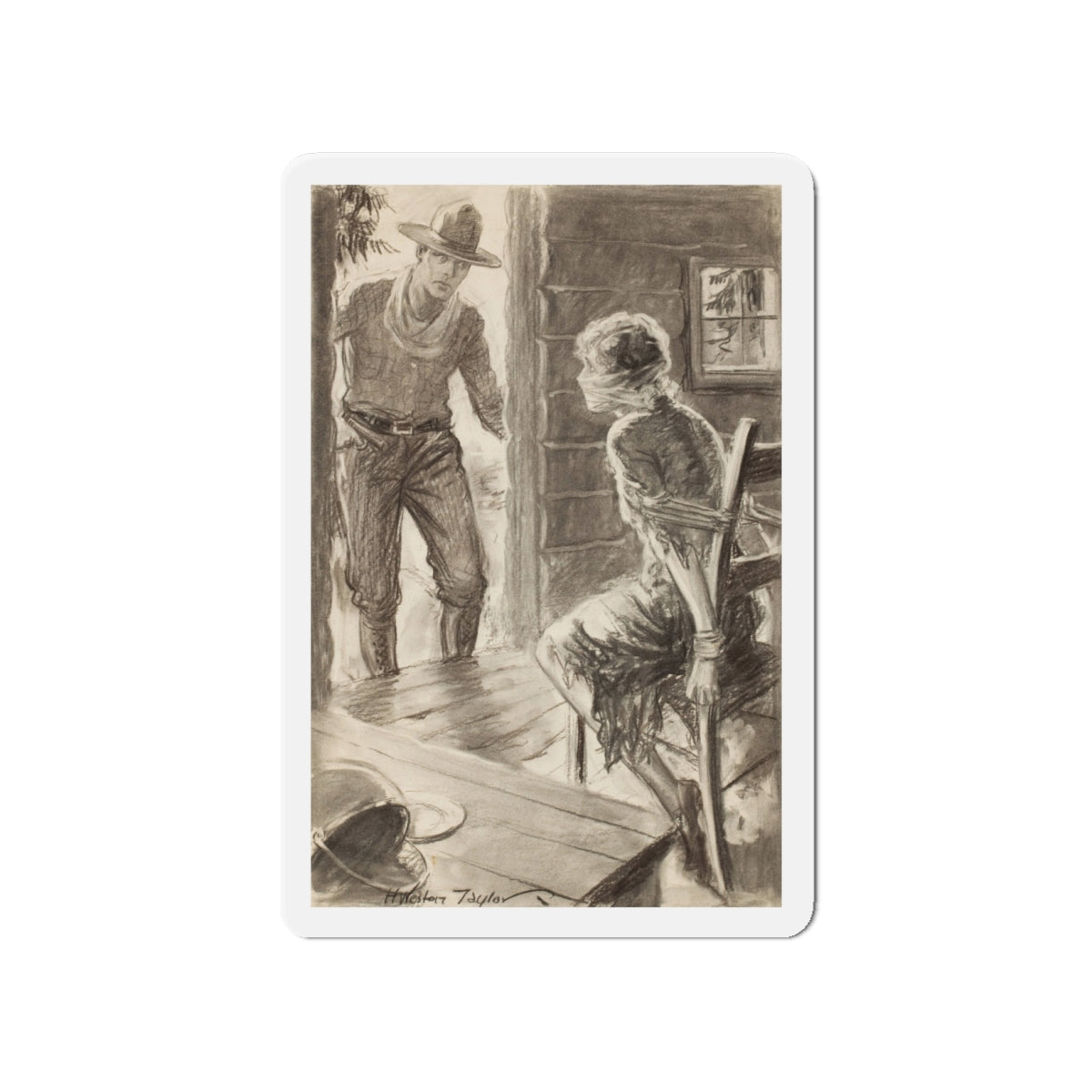 Pollyanna's Western Adventure, story illustration (Magazine Illustration) Refrigerator Magnet-4" x 4"-The Sticker Space