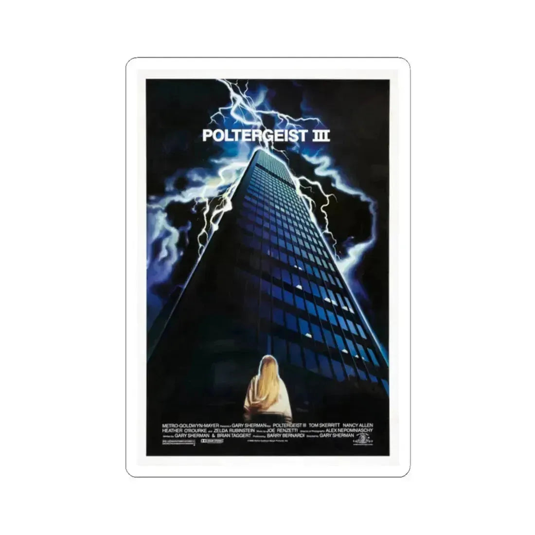 Poltergeist III 1988 Movie Poster - STICKER Vinyl Kiss-Cut Decal 2 Inch White - The Sticker Space