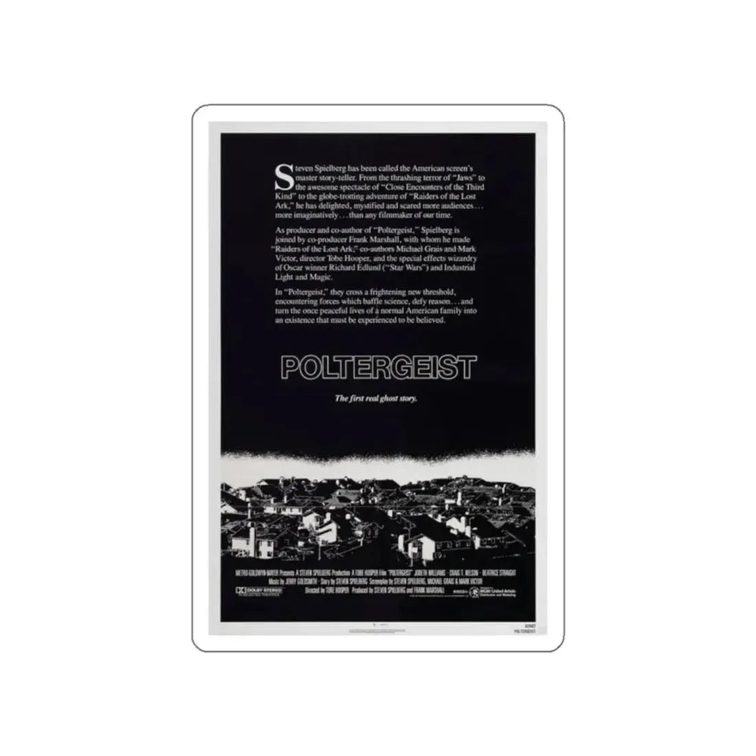 POLTERGEIST (TEASER) 1982 Movie Poster STICKER Vinyl Die-Cut Decal 2 Inch - The Sticker Space