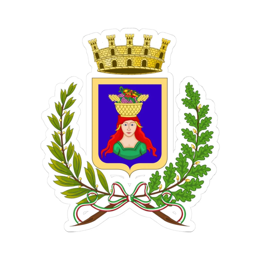 Pomezia-Stemma (Italy) (Coat of Arms) STICKER Vinyl Kiss-Cut Decal 3 Inch White - The Sticker Space