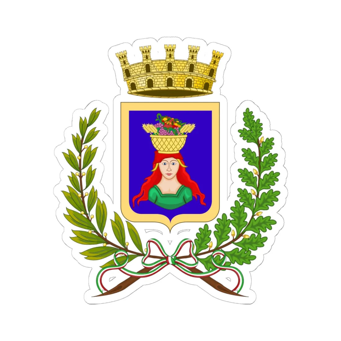 Pomezia-Stemma (Italy) (Coat of Arms) STICKER Vinyl Kiss-Cut Decal 6 Inch White - The Sticker Space