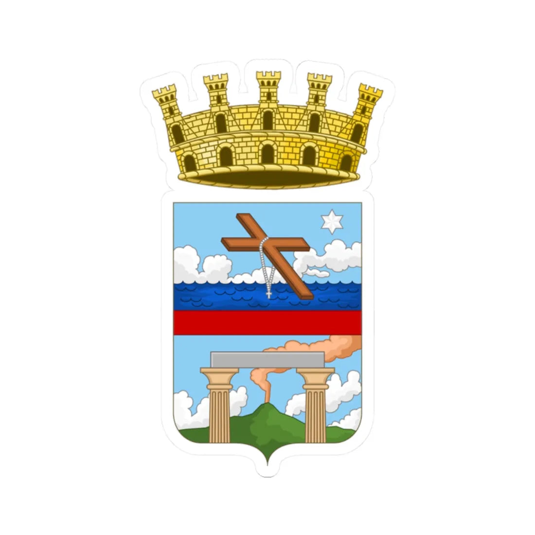 Pompei-Stemma (Italy) (Coat of Arms) STICKER Vinyl Kiss-Cut Decal 2 Inch White - The Sticker Space