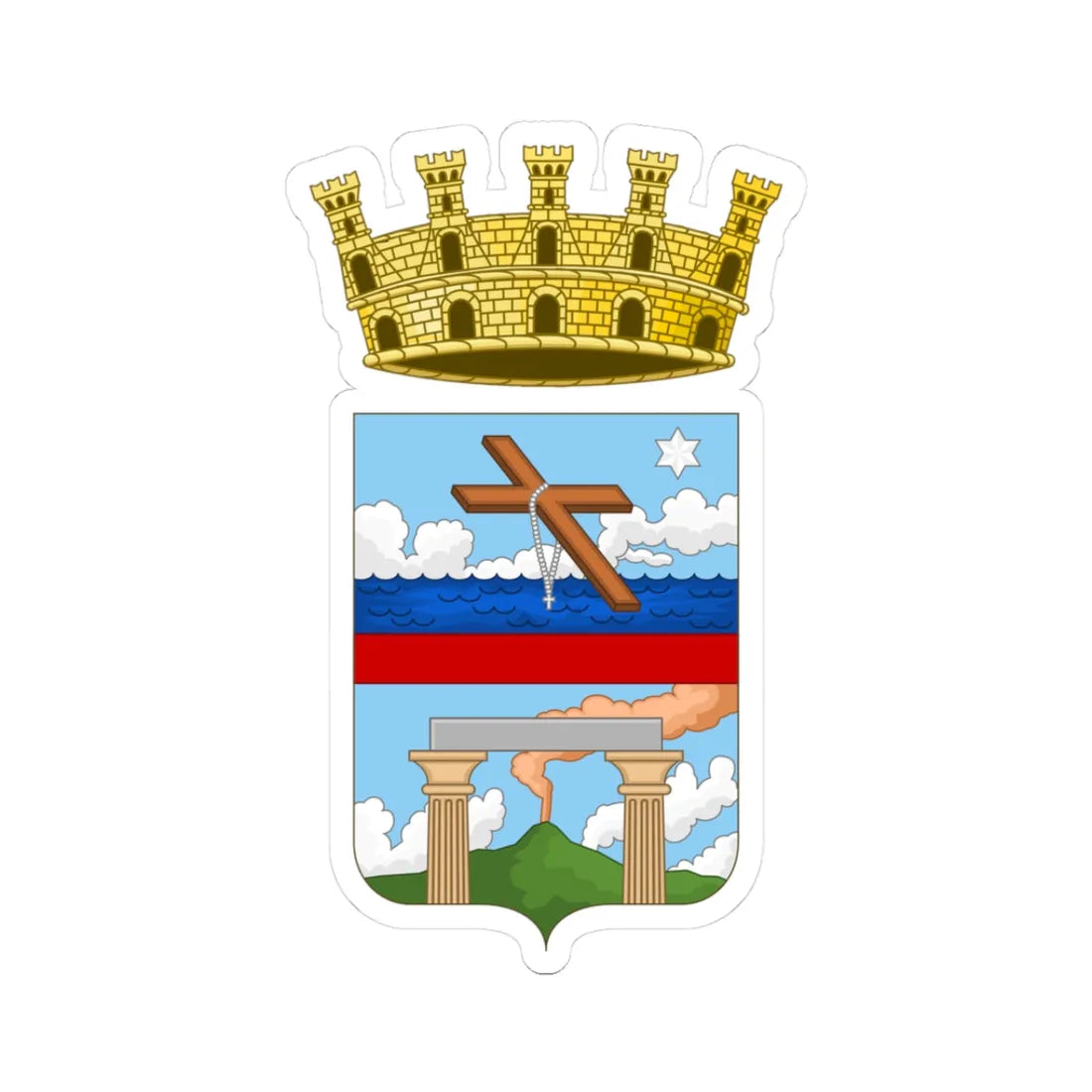 Pompei-Stemma (Italy) (Coat of Arms) STICKER Vinyl Kiss-Cut Decal 3 Inch White - The Sticker Space