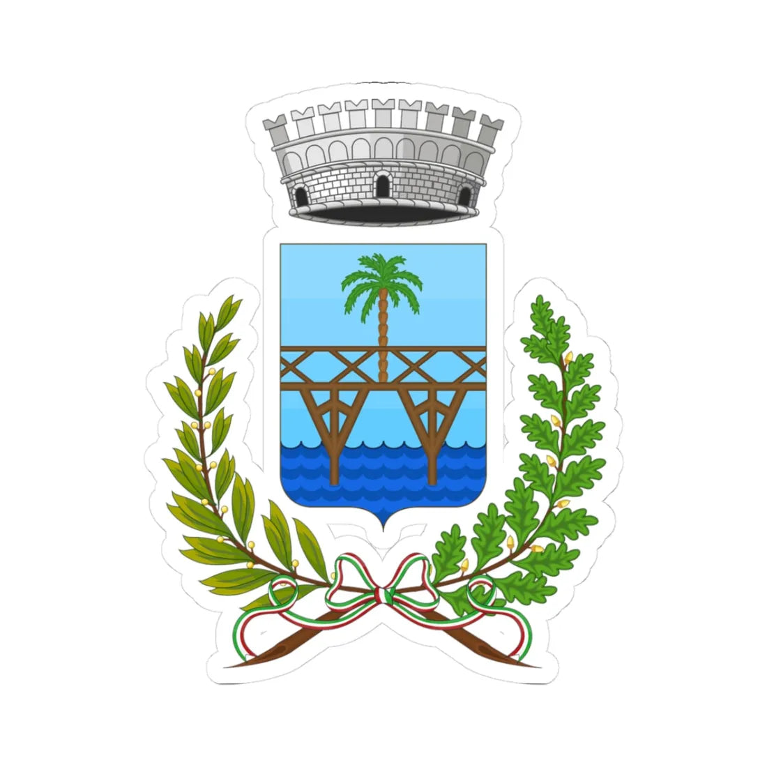 Pontedassio-Stemma (Italy) (Coat of Arms) STICKER Vinyl Kiss-Cut Decal 3 Inch White - The Sticker Space