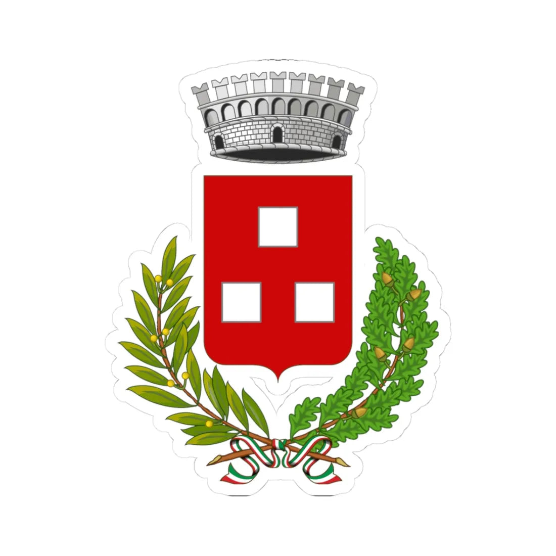 Pontenure-Stemma (Italy) (Coat of Arms) STICKER Vinyl Kiss-Cut Decal 3 Inch White - The Sticker Space