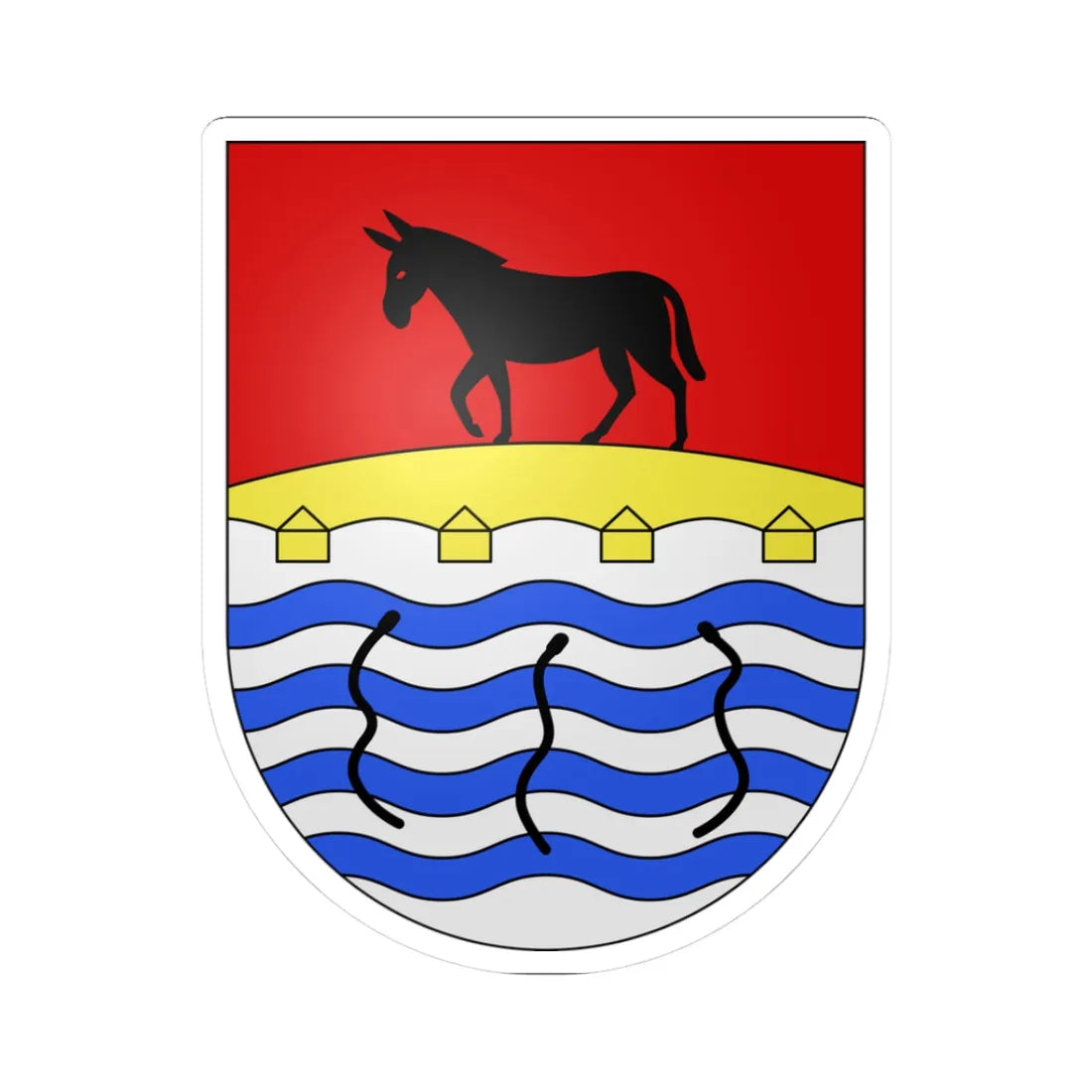 PonteTresa-coat of arms (Switzerland) (Coat of Arms) STICKER Vinyl Kiss-Cut Decal 3 Inch White - The Sticker Space