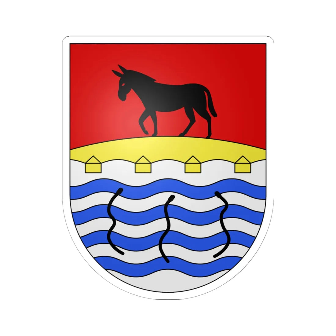 PonteTresa-coat of arms (Switzerland) (Coat of Arms) STICKER Vinyl Kiss-Cut Decal 6 Inch White - The Sticker Space