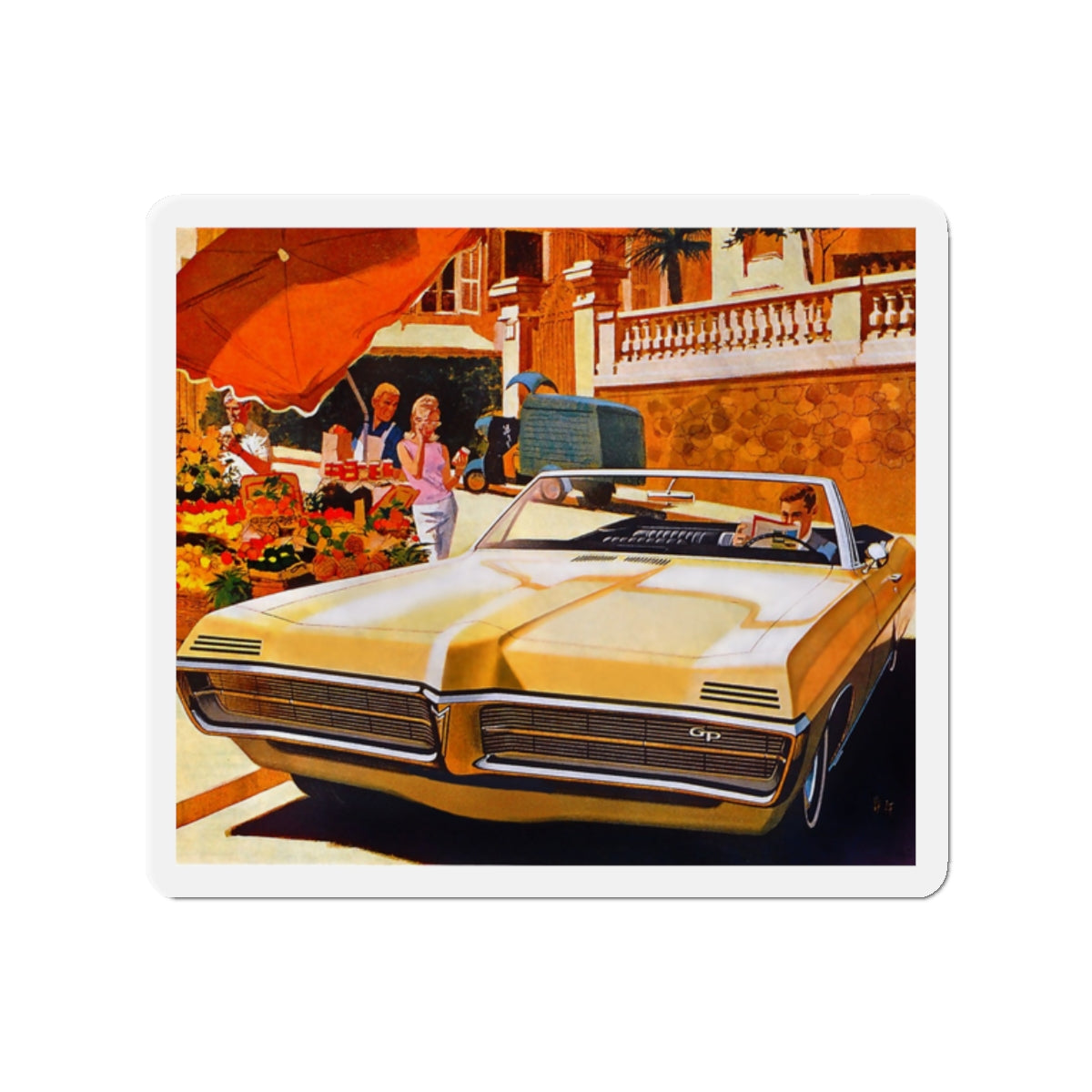 Pontiac advertisement (Magazine Illustration) Refrigerator Magnet-2" x 2"-The Sticker Space