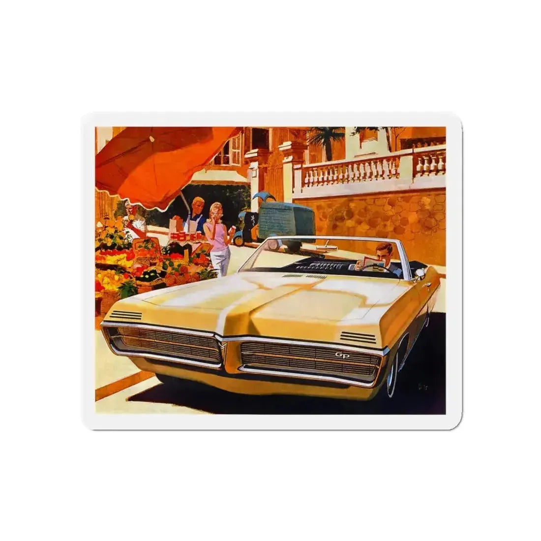 Pontiac advertisement (Magazine Illustration) Refrigerator Magnet 5 Inch Die-Cut - The Sticker Space