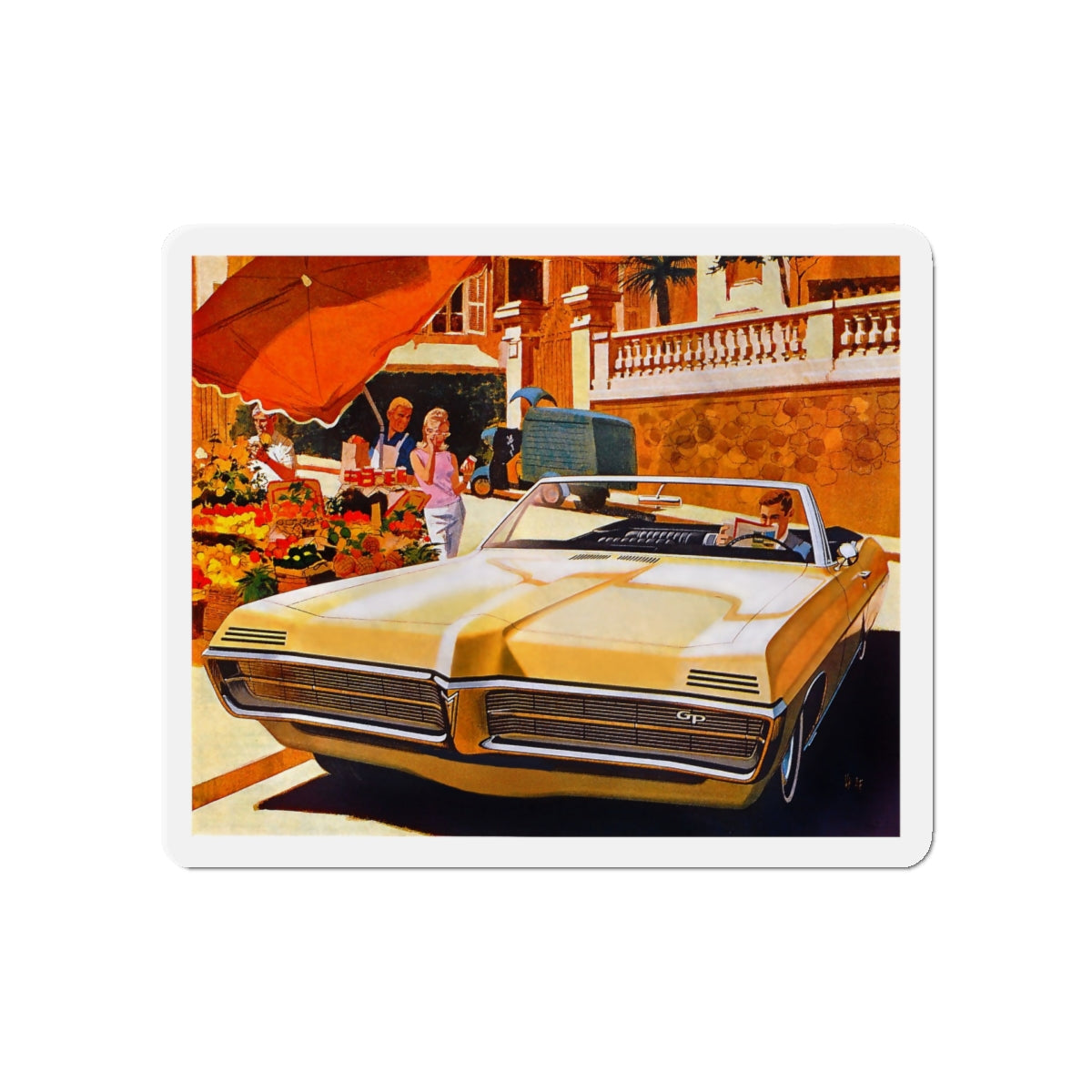 Pontiac advertisement (Magazine Illustration) Refrigerator Magnet-5" x 5"-The Sticker Space