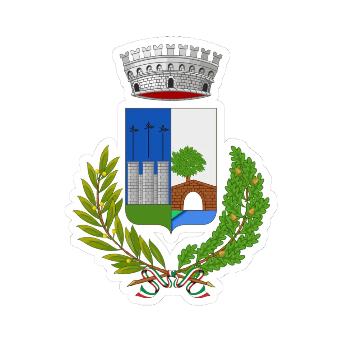 Pontinvrea-Stemma (Italy) (Coat of Arms) STICKER Vinyl Kiss-Cut Decal 3 Inch White - The Sticker Space