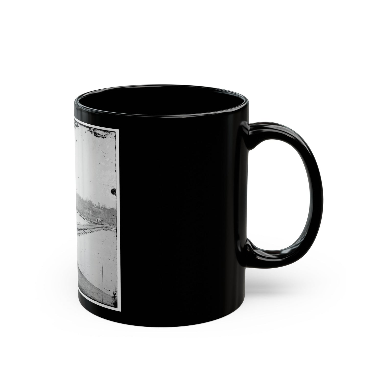 Pontoon Bridge Across The James River-2 (U.S. Civil War) Black Coffee Mug-The Sticker Space