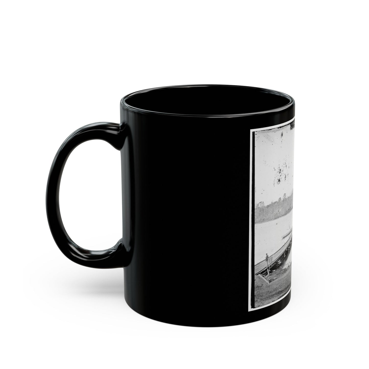 Pontoon Bridge Across The James River-2 (U.S. Civil War) Black Coffee Mug-The Sticker Space