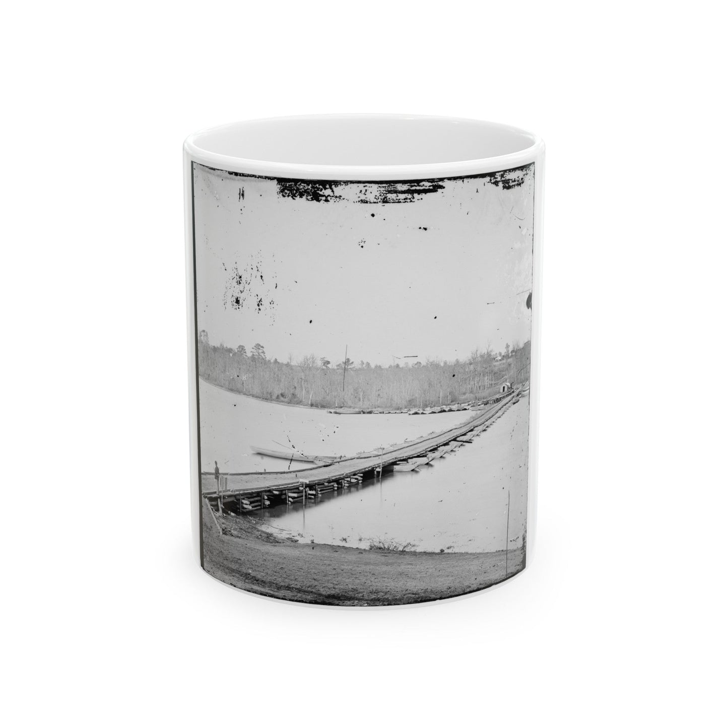 Pontoon Bridge Across The James River-2 (U.S. Civil War) White Coffee Mug-11oz-The Sticker Space