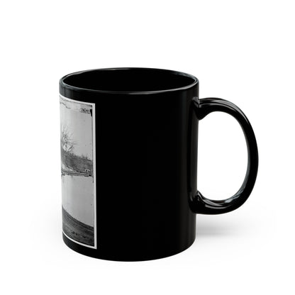 Pontoon Bridge Across The James River (U.S. Civil War) Black Coffee Mug-The Sticker Space