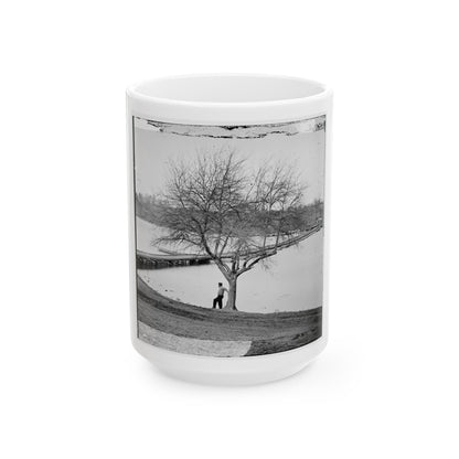 Pontoon Bridge Across The James River (U.S. Civil War) White Coffee Mug-15oz-The Sticker Space