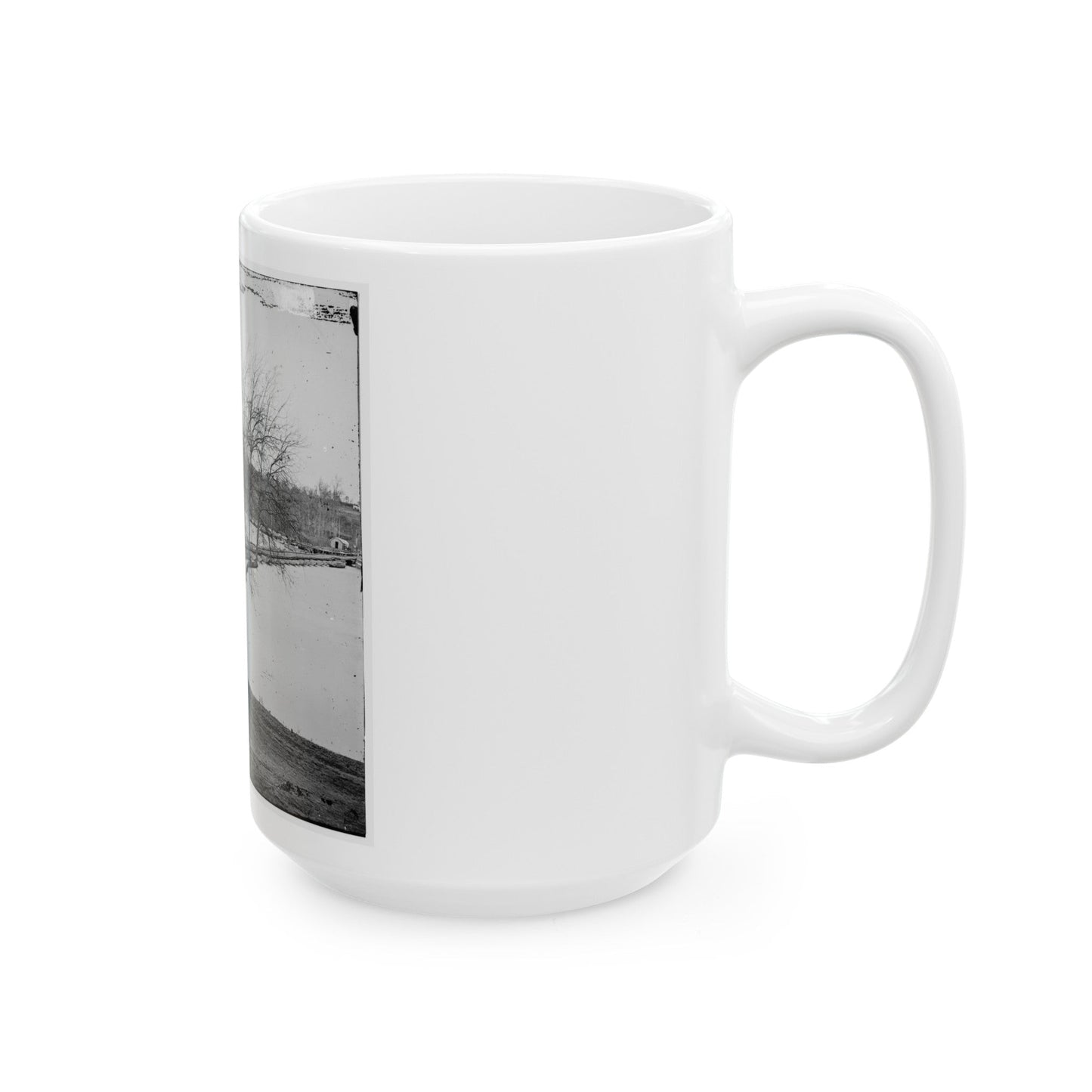 Pontoon Bridge Across The James River (U.S. Civil War) White Coffee Mug-The Sticker Space