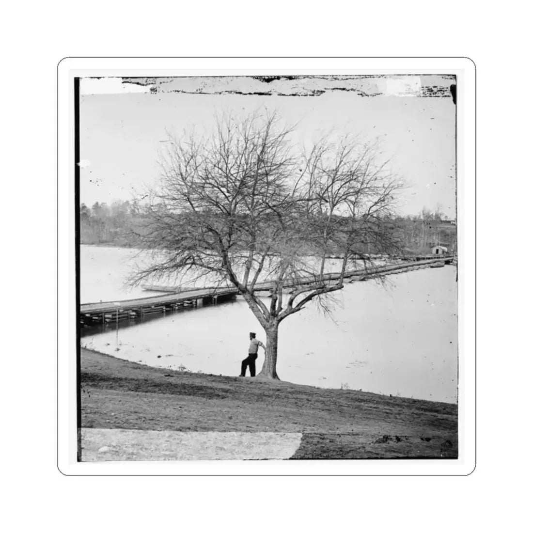 Pontoon Bridge Across the James River (U.S. Civil War) STICKER Vinyl Kiss-Cut Decal 2 Inch White - The Sticker Space