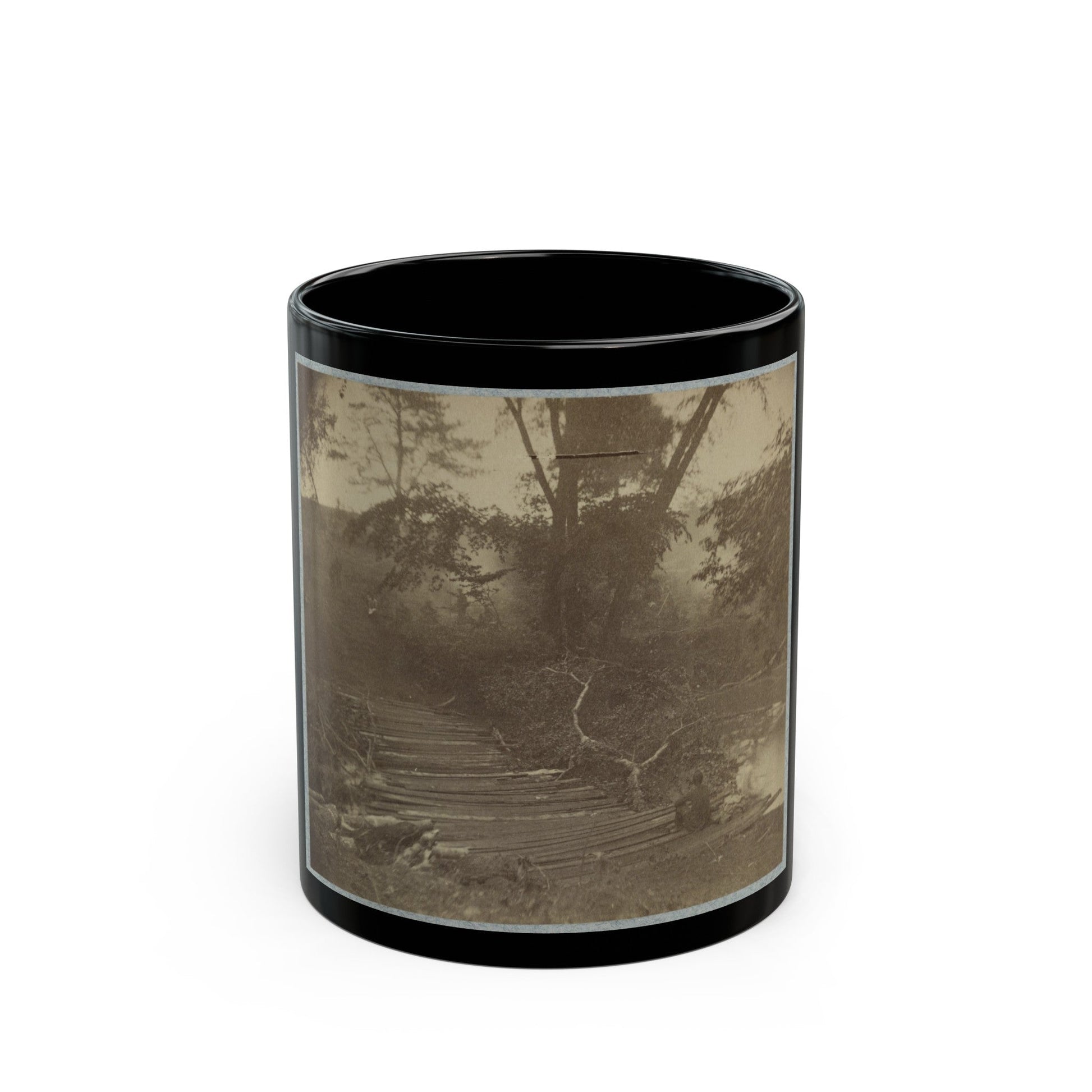 Pontoon Bridge (U.S. Civil War) Black Coffee Mug-11oz-The Sticker Space