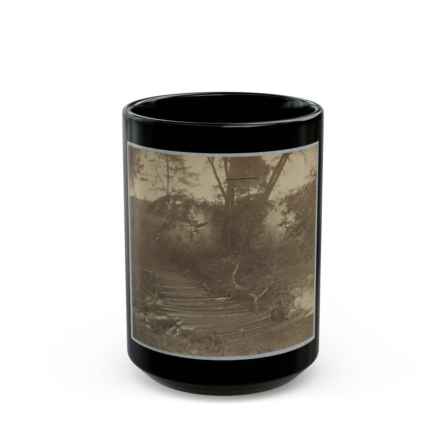 Pontoon Bridge (U.S. Civil War) Black Coffee Mug-15oz-The Sticker Space