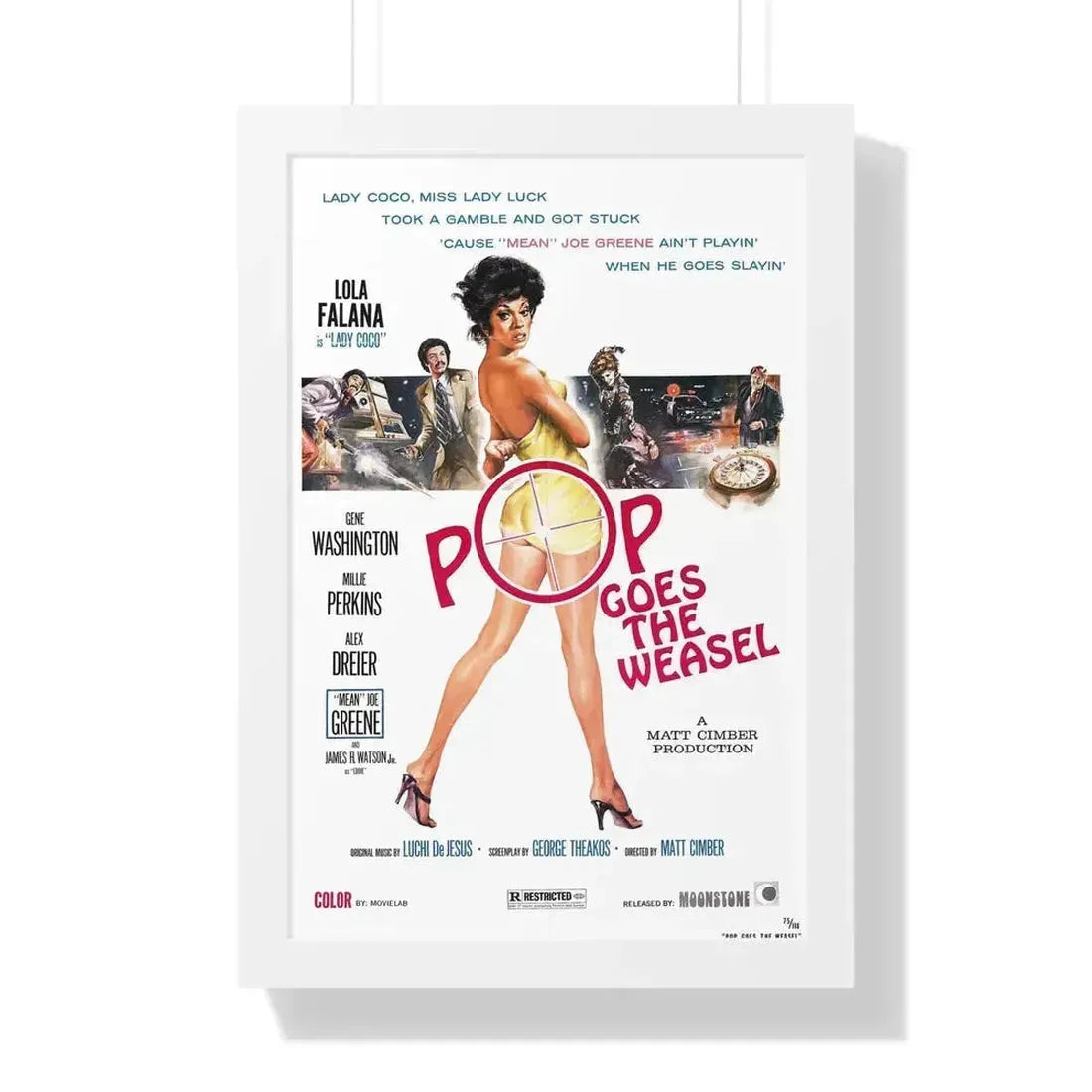 POP GOES THE WEASEL 1975 - Framed Movie Poster 16″ x 24″ White - The Sticker Space