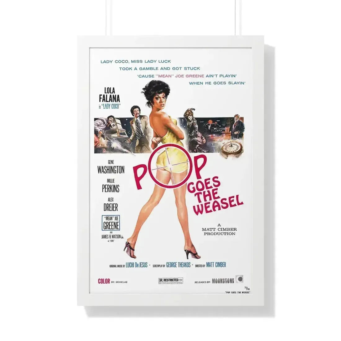 POP GOES THE WEASEL 1975 - Framed Movie Poster 20" x 30" White - The Sticker Space