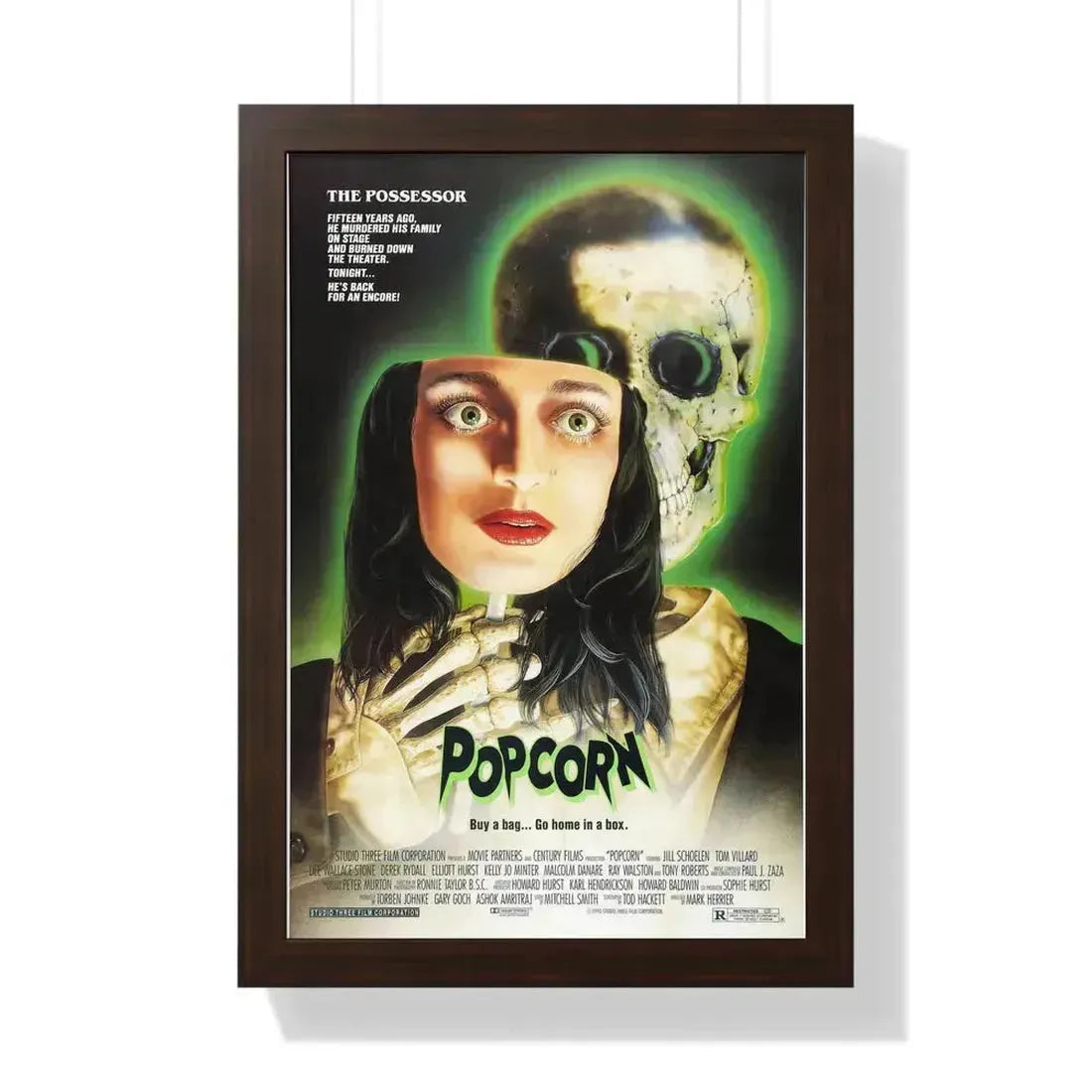 POPCORN 1991 - Framed Movie Poster 16″ x 24″ Walnut - The Sticker Space