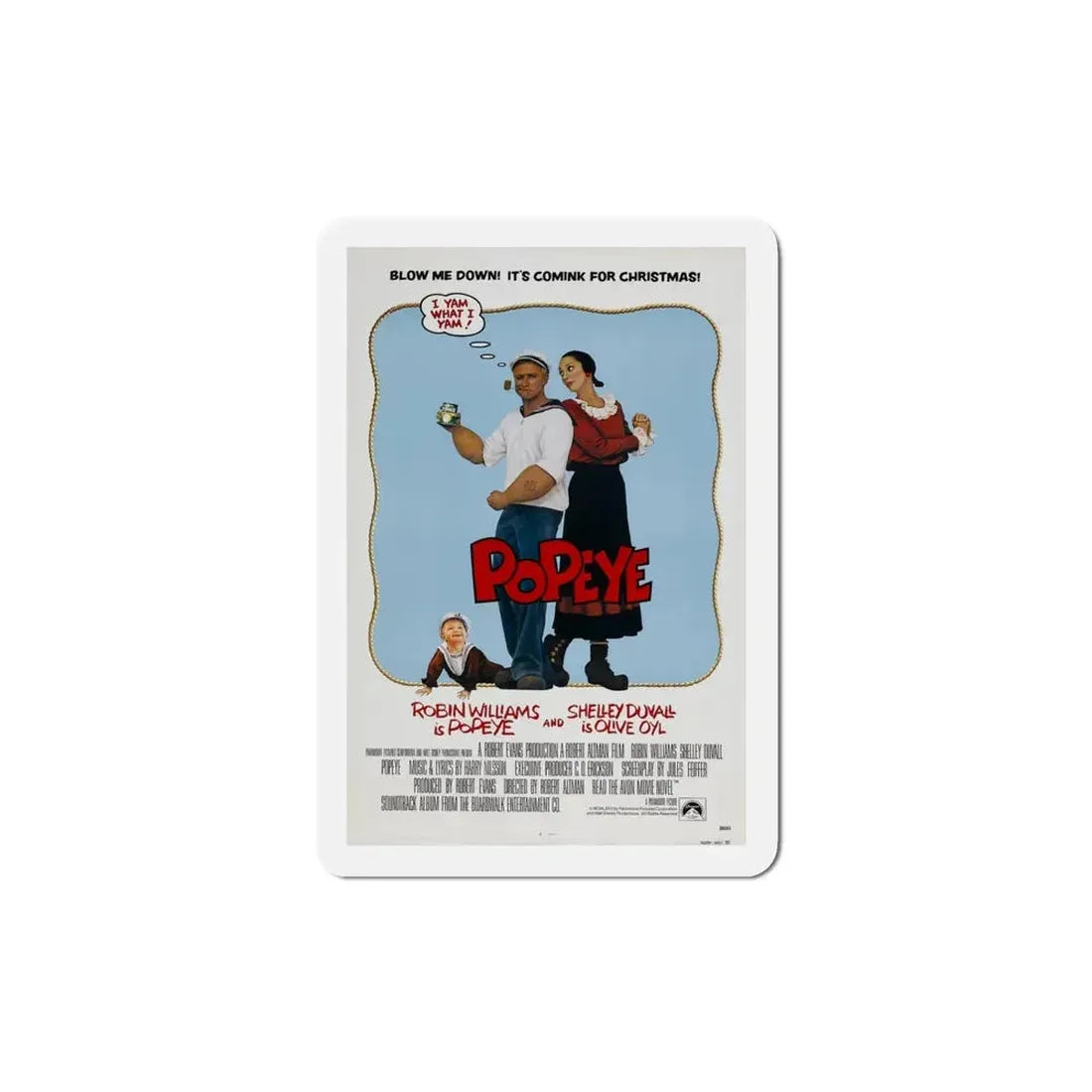 Popeye 1980 Movie Poster Refrigerator Magnet 4 Inch - The Sticker Space