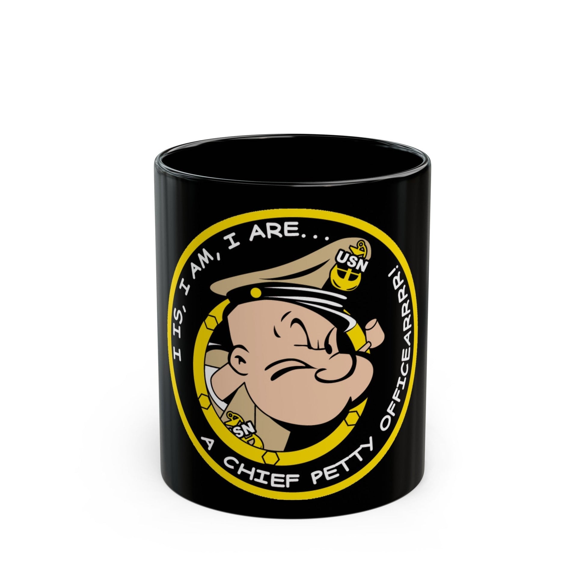 Popeye CPO (U.S. Navy) Black Coffee Mug-11oz-The Sticker Space