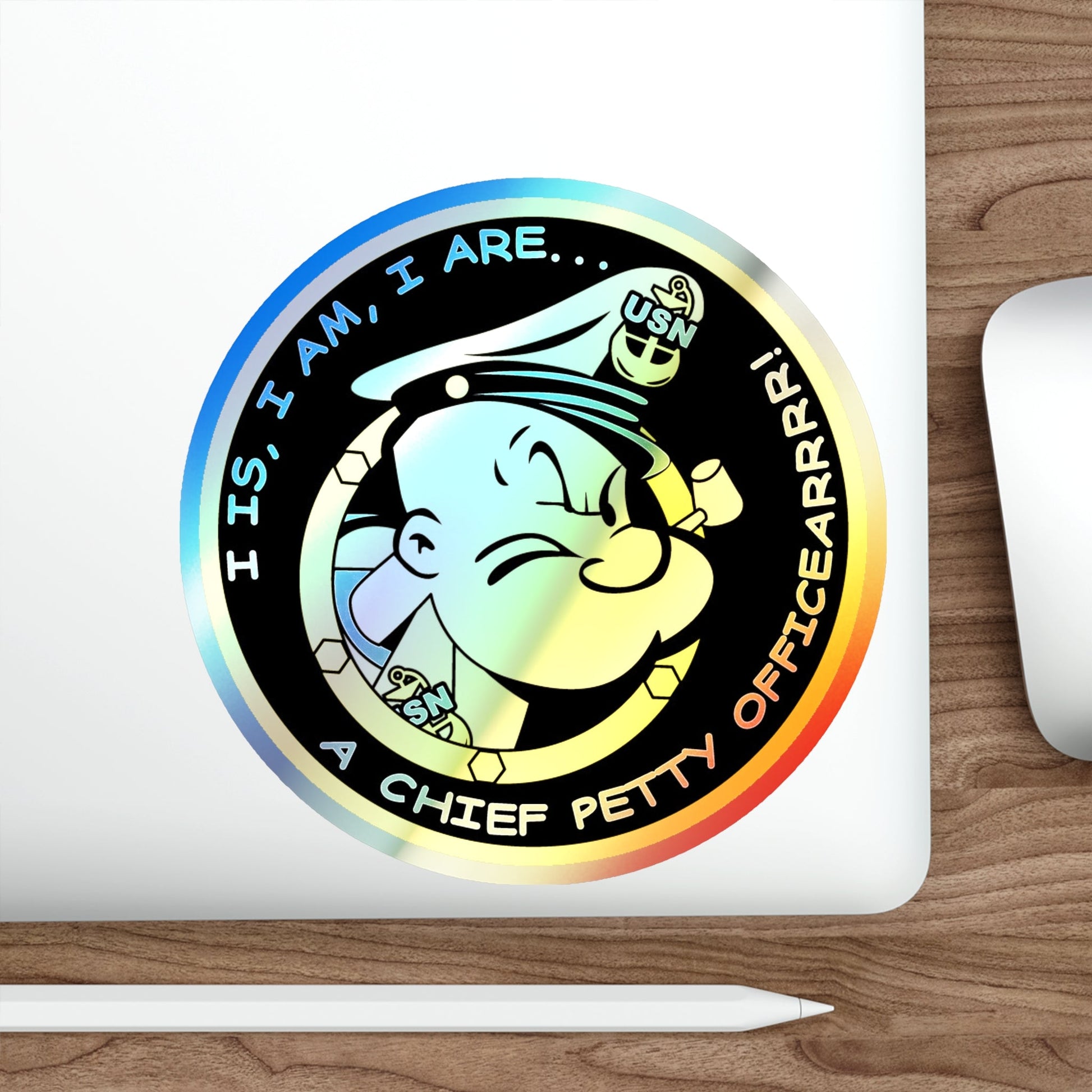 Popeye CPO (U.S. Navy) Holographic STICKER Die-Cut Vinyl Decal-The Sticker Space