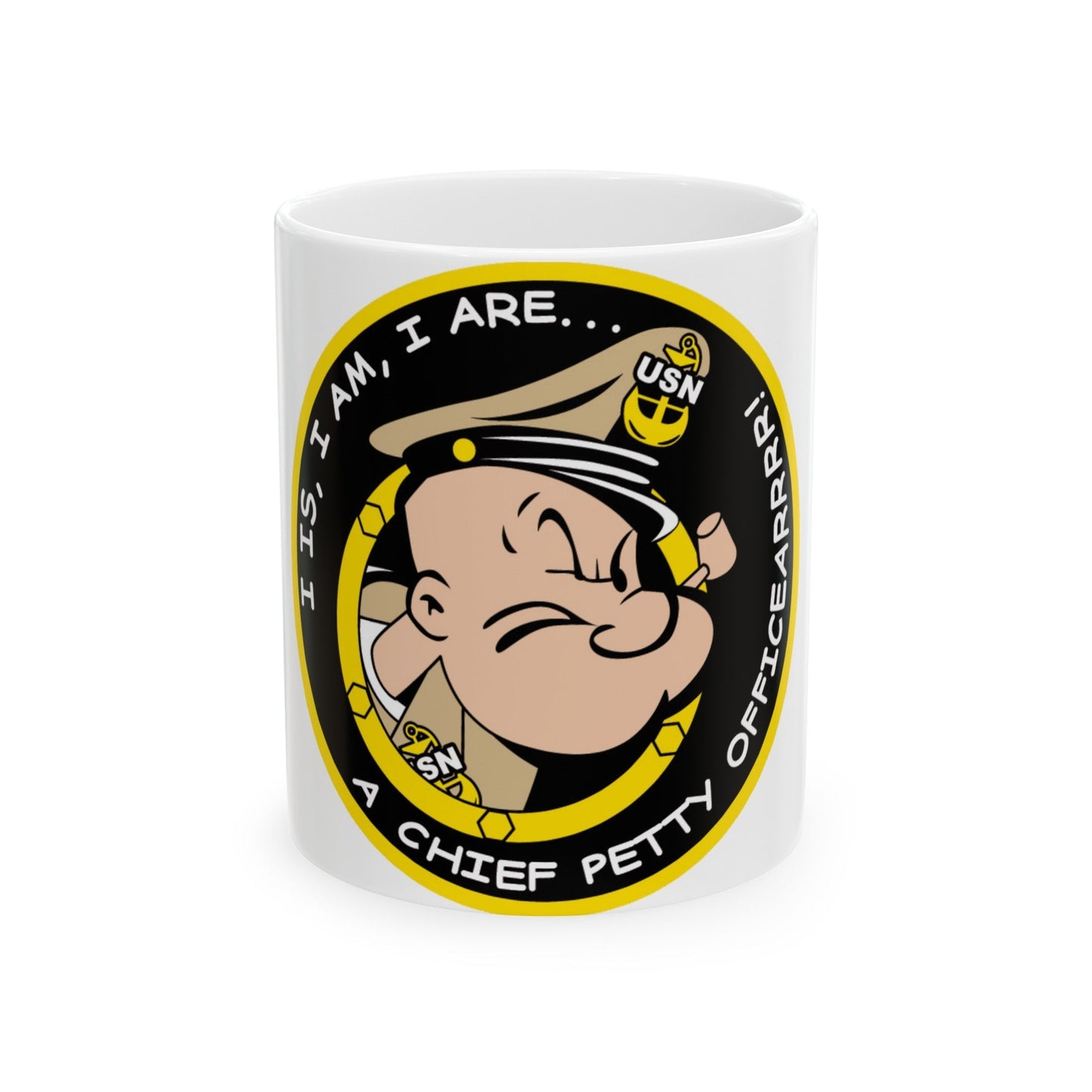 Popeye CPO (U.S. Navy) White Coffee Mug-11oz-The Sticker Space