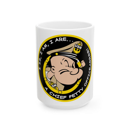 Popeye CPO (U.S. Navy) White Coffee Mug-15oz-The Sticker Space