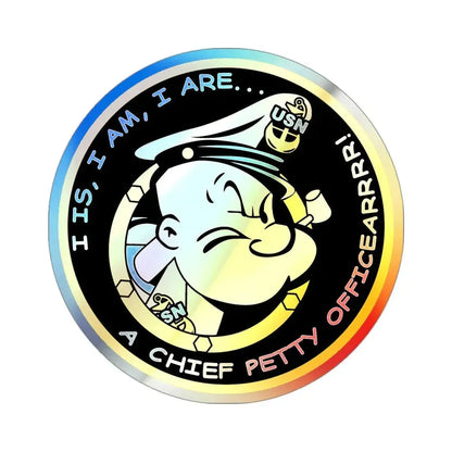Popeye CPO (U.S. Navy) Holographic STICKER Die-Cut Vinyl Decal 3 Inch Holographic - The Sticker Space
