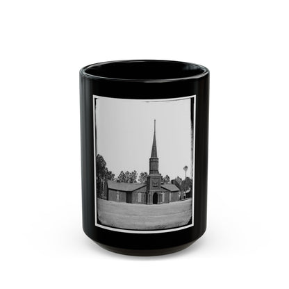 Poplar Grove, Va. Log Church Built By The 50th New York Engineers, With The Engineer Insignia Above The Door (U.S. Civil War) Black Coffee Mug-15oz-The Sticker Space