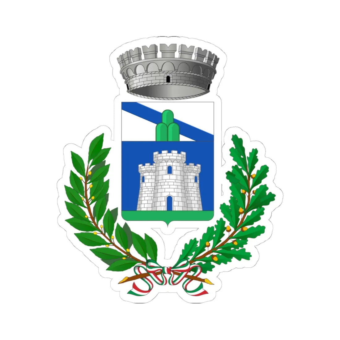 Pornassio-Stemma (Italy) (Coat of Arms) STICKER Vinyl Kiss-Cut Decal 4 Inch White - The Sticker Space