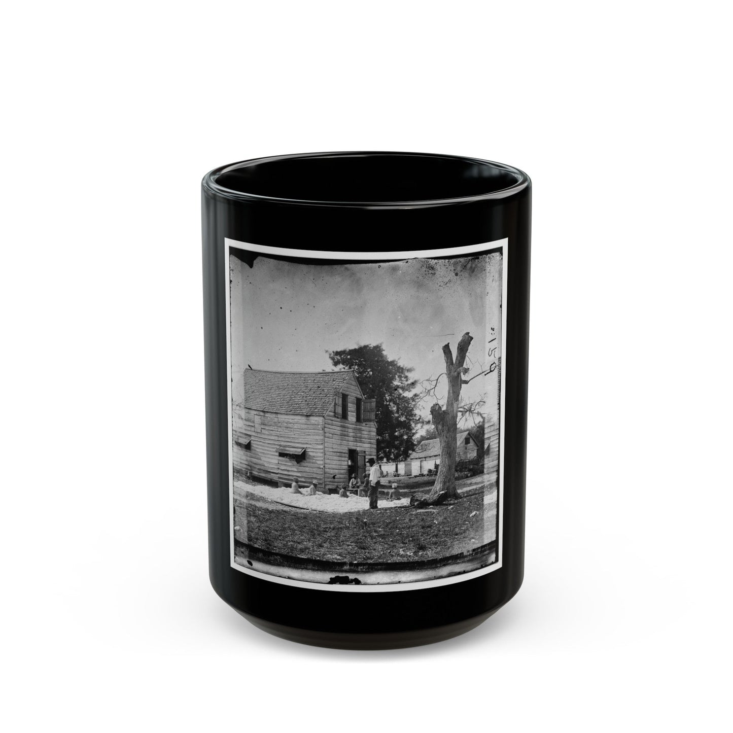 Port Royal Island, S.C. African Americans Preparing Cotton For The Gin On Smith's Plantation (U.S. Civil War) Black Coffee Mug-15oz-The Sticker Space