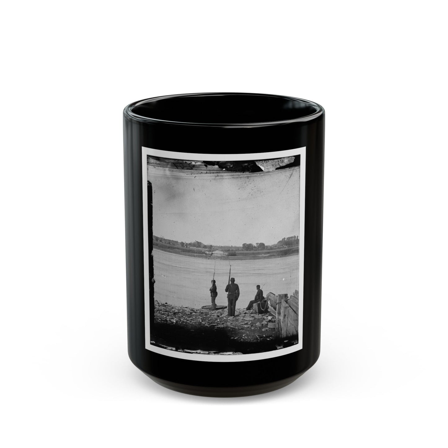 Port Royal Island, S.C. Coosaw Ferry; Battleground Of January 1, 1862, In The Distance (U.S. Civil War) Black Coffee Mug-15oz-The Sticker Space