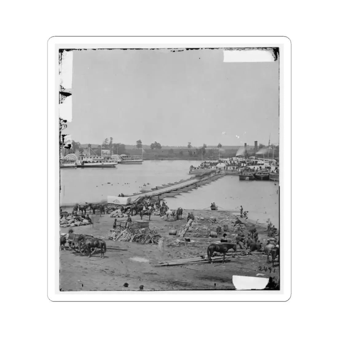 Port Royal, Va. The Rappahannock River Front During the Evacuation (U.S. Civil War) STICKER Vinyl Kiss-Cut Decal 2 Inch White - The Sticker Space