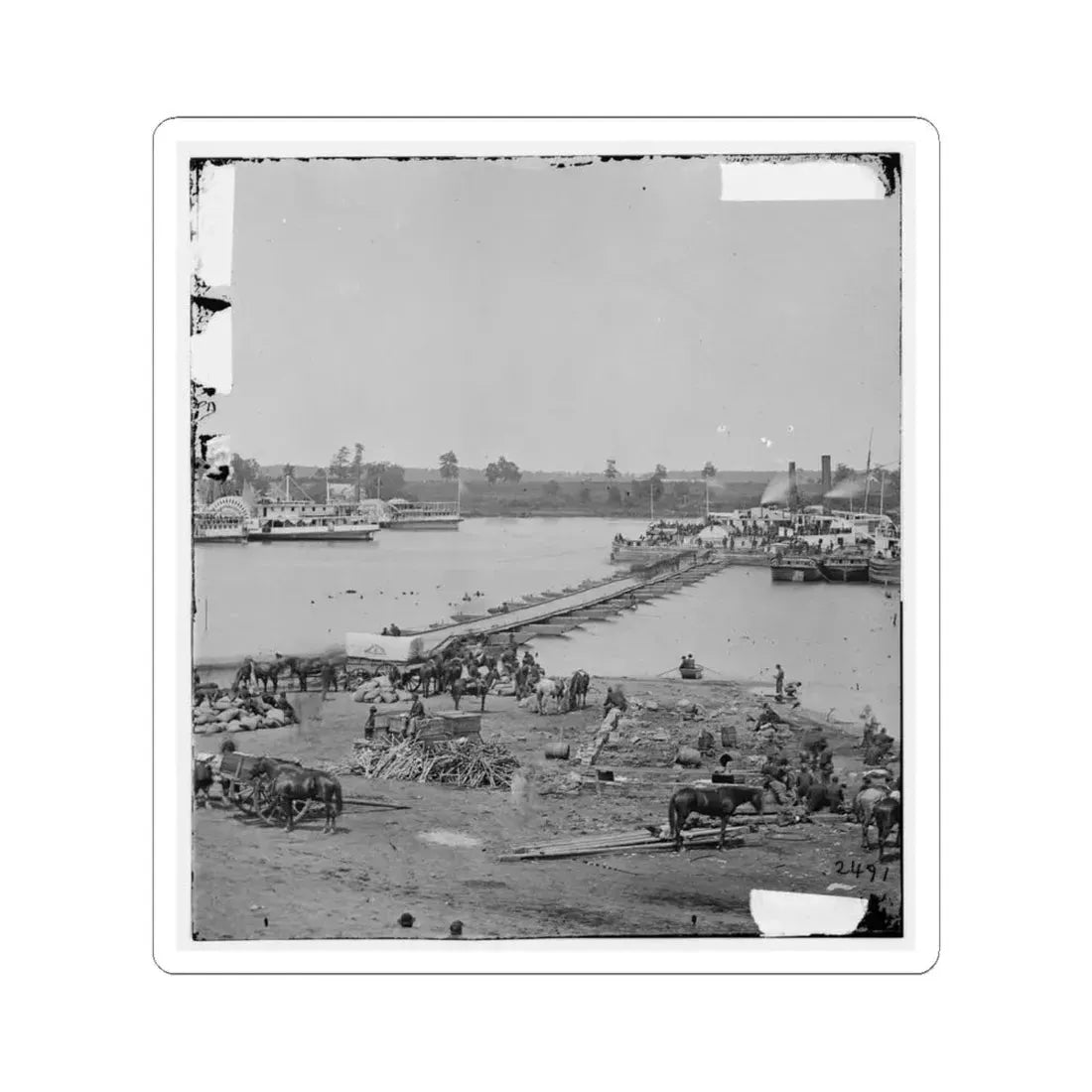 Port Royal, Va. The Rappahannock River Front During the Evacuation (U.S. Civil War) STICKER Vinyl Kiss-Cut Decal 6 Inch White - The Sticker Space