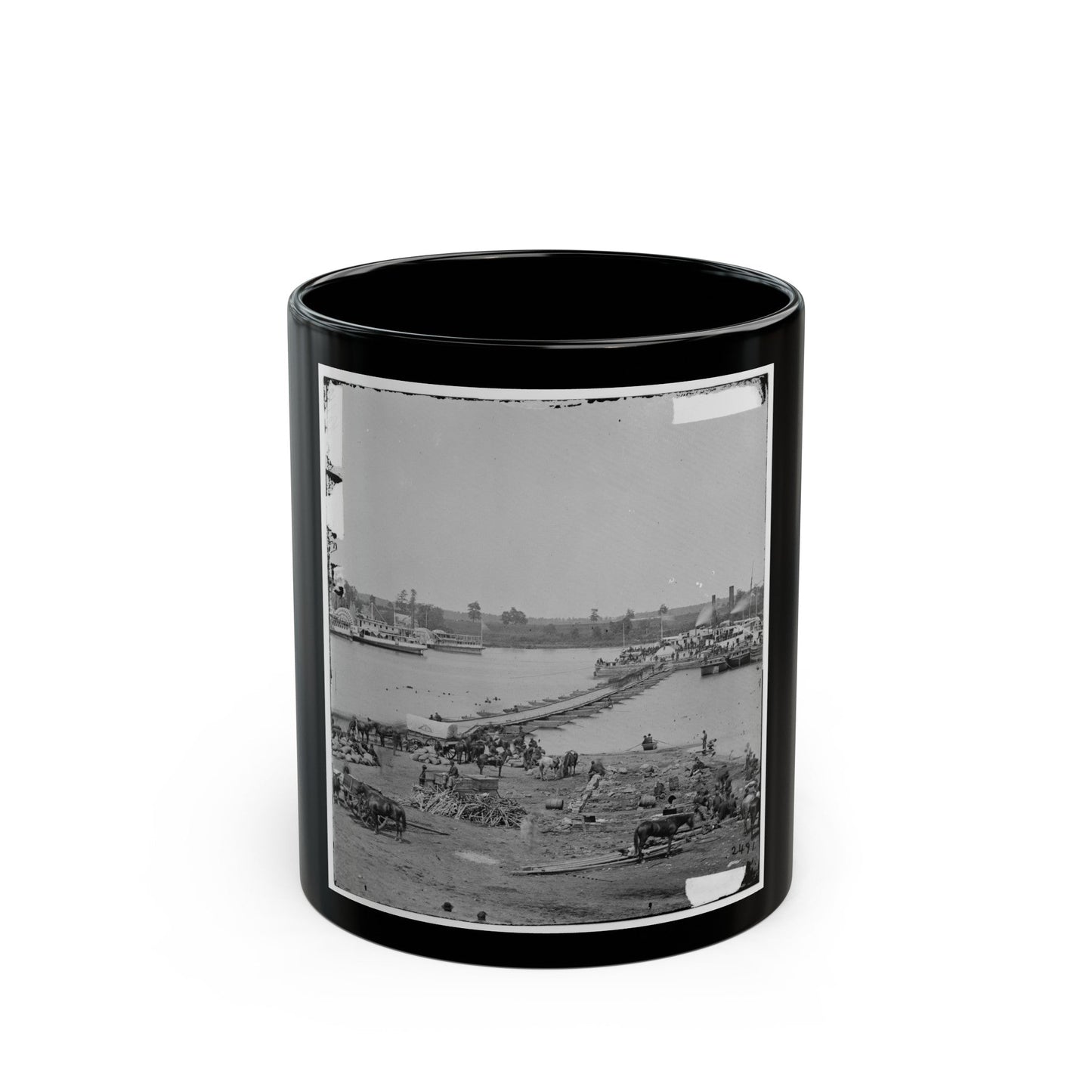 Port Royal, Va. The Rappahannock River Front During The Evacuation (U.S. Civil War) Black Coffee Mug-11oz-The Sticker Space