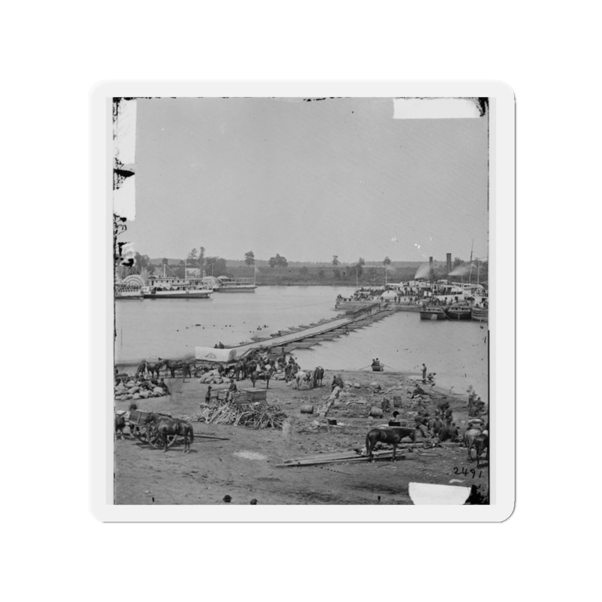 Port Royal, Va. The Rappahannock River Front During The Evacuation (U.S. Civil War) Refrigerator Magnet-2" x 2"-The Sticker Space