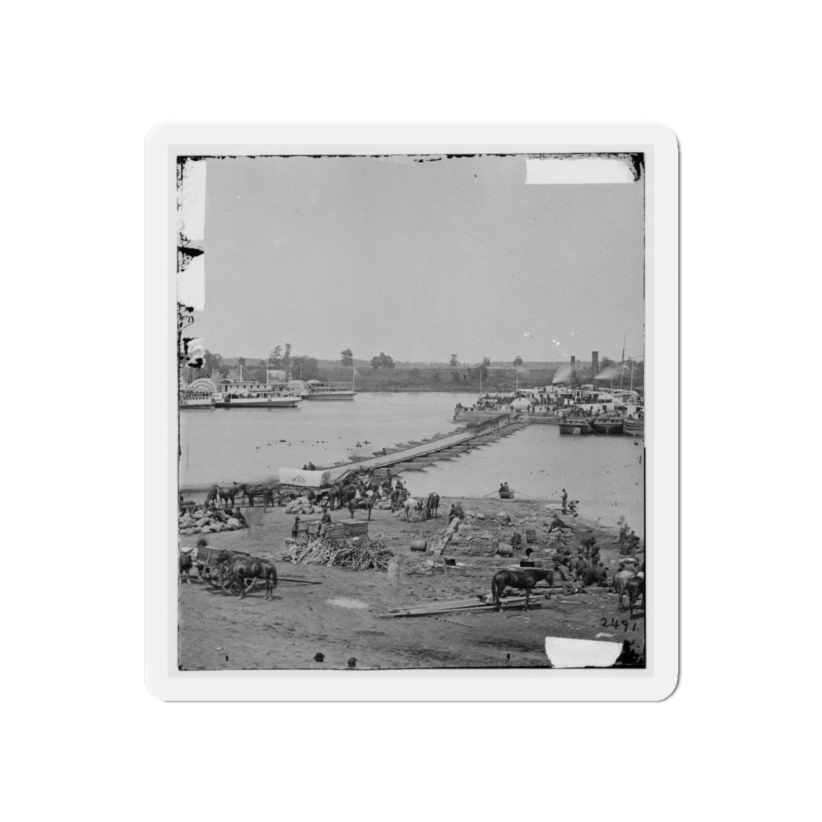 Port Royal, Va. The Rappahannock River Front During The Evacuation (U.S. Civil War) Refrigerator Magnet-5" x 5"-The Sticker Space