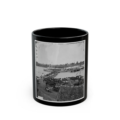 Port Royal, Va. Transports Being Loaded From A Pontoon Bridge During The Evacuation (U.S. Civil War) Black Coffee Mug-11oz-The Sticker Space