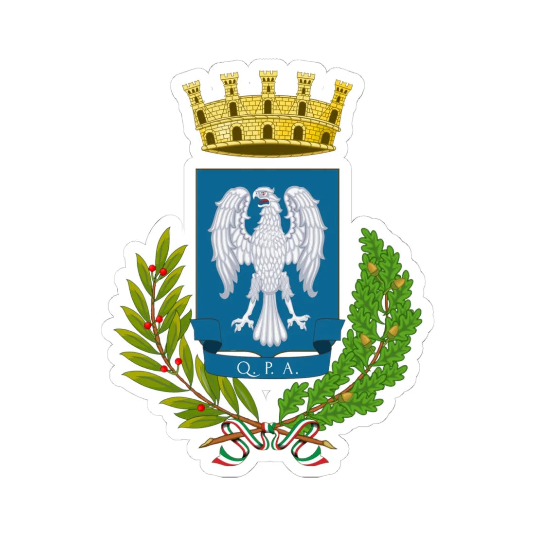 Portici-Stemma (Italy) (Coat of Arms) STICKER Vinyl Kiss-Cut Decal 4 Inch White - The Sticker Space