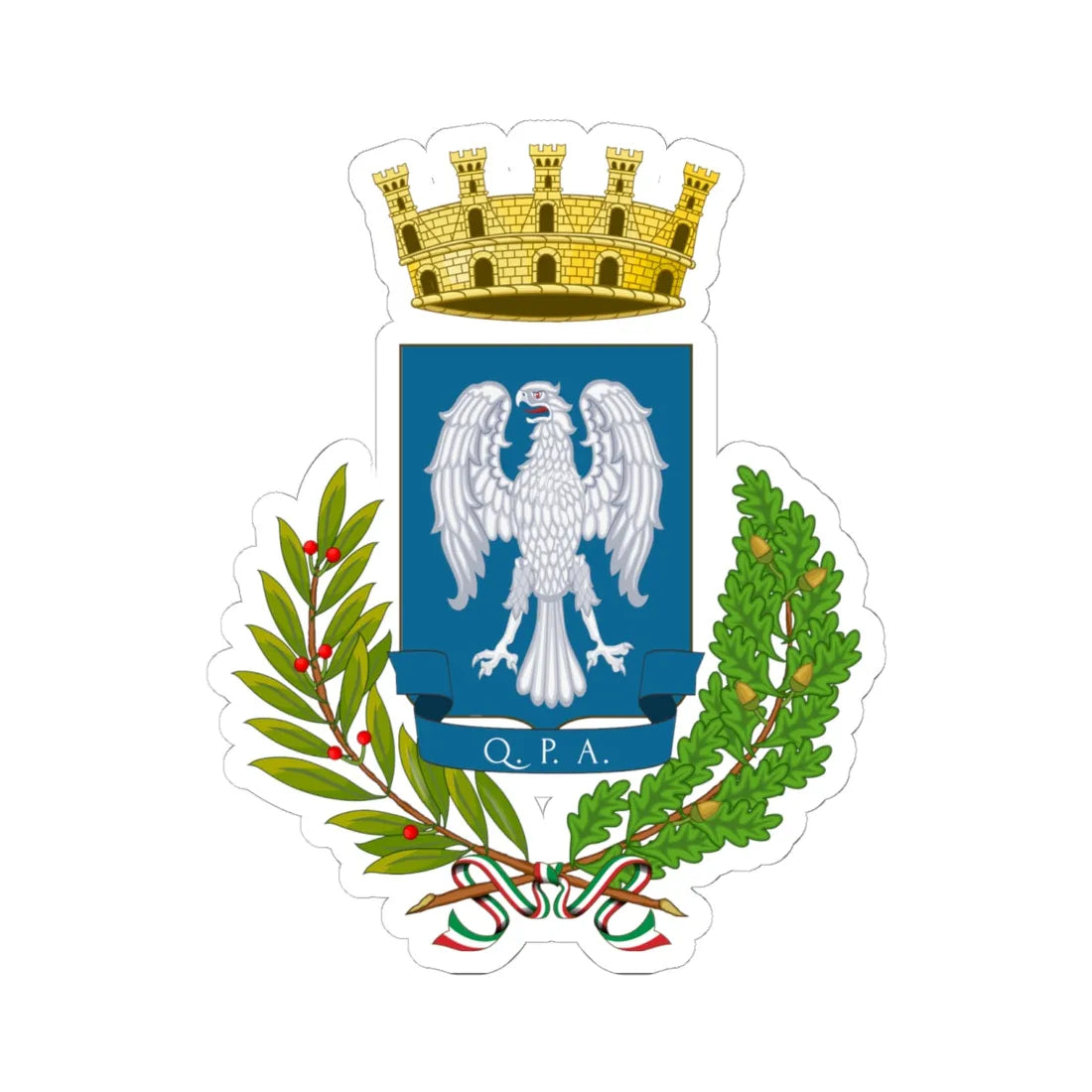 Portici-Stemma (Italy) (Coat of Arms) STICKER Vinyl Kiss-Cut Decal 6 Inch White - The Sticker Space